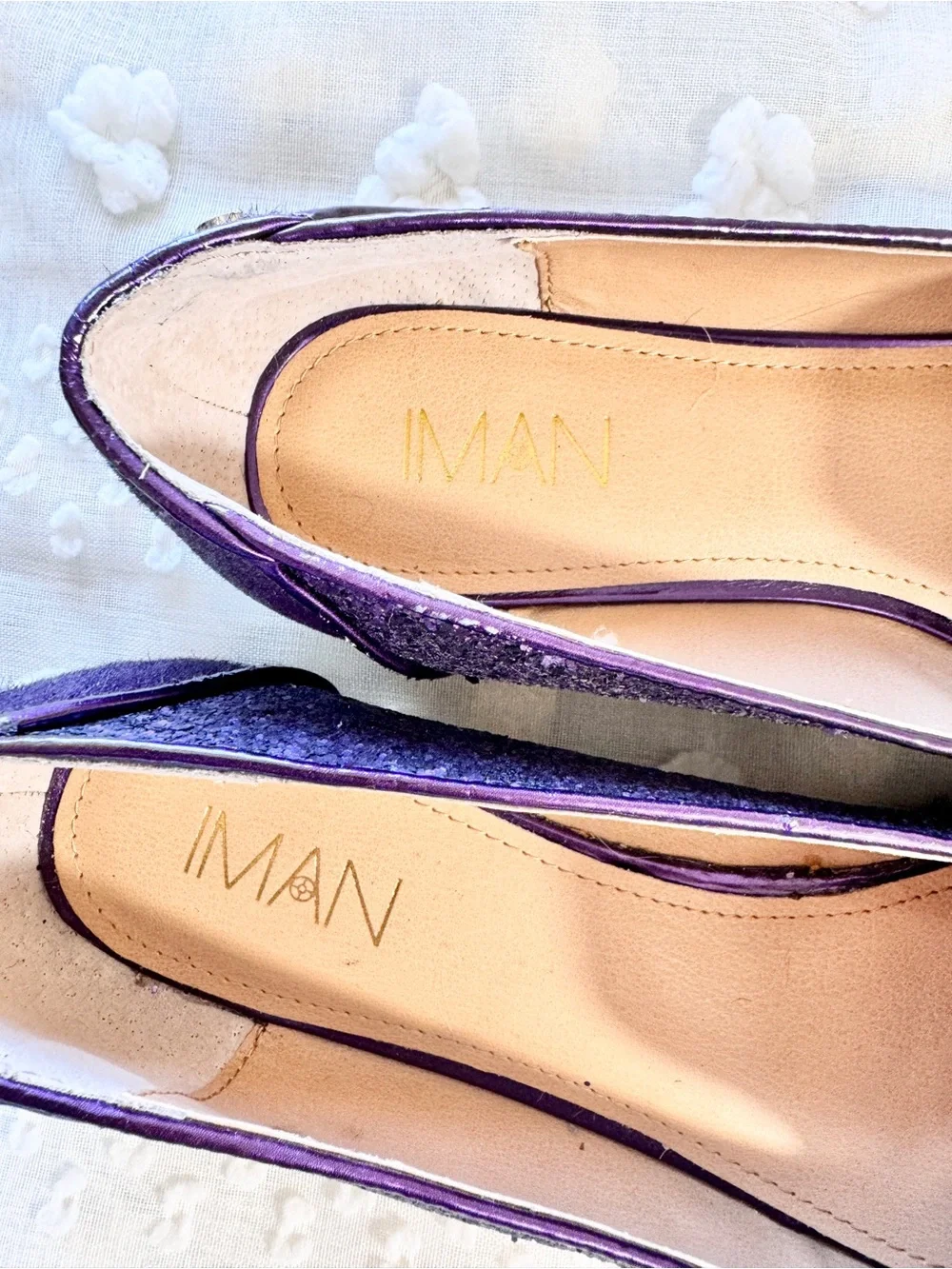 IMAN Purple Pony Hair Glitter Loafers 11 Smoking Slipper Glam Party Flats K21